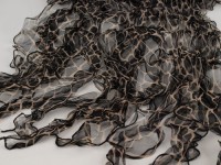 Šál 50x225cm volánkový, pravý hodváb čierny